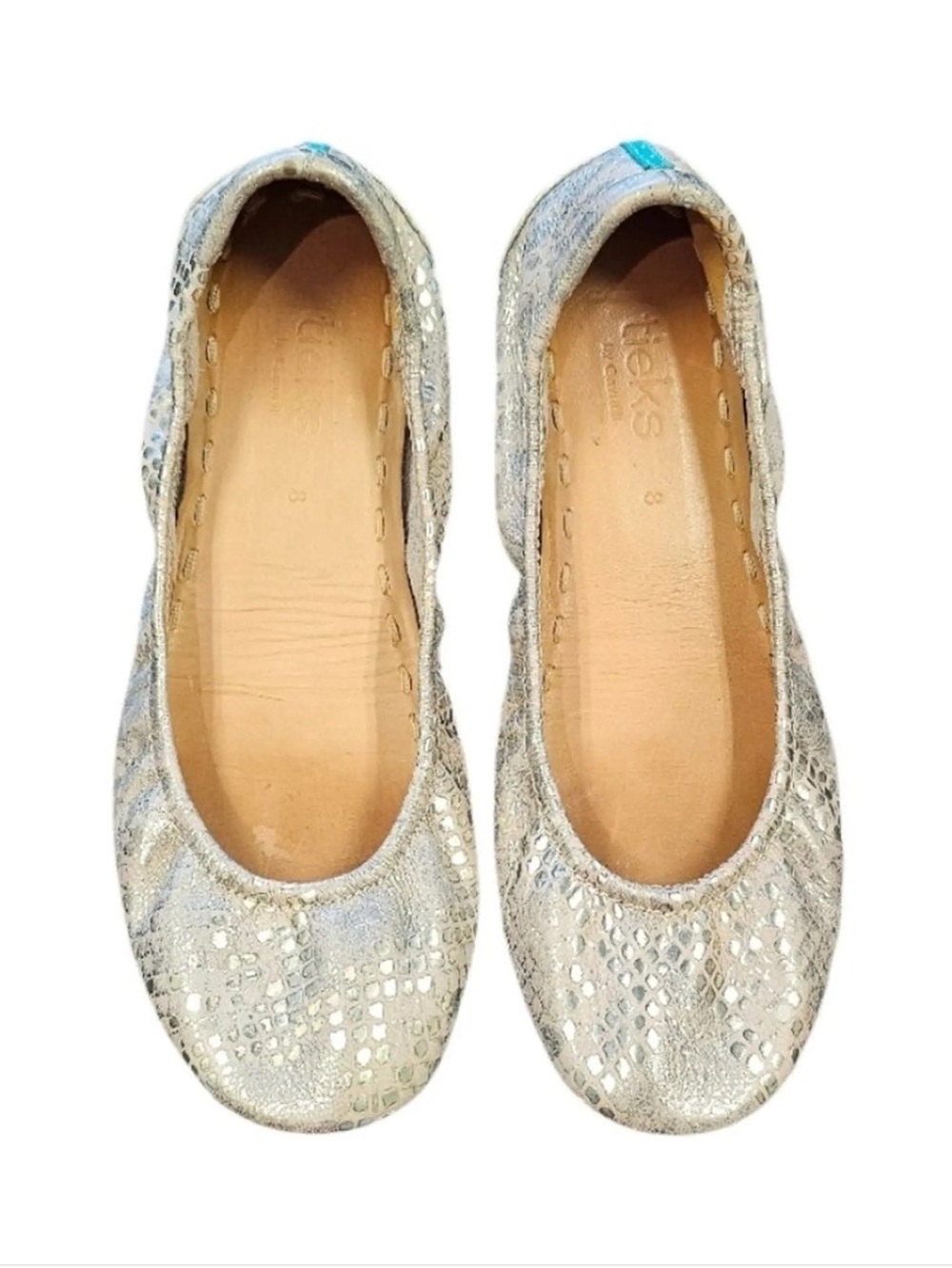 TIEKS BY GAVRIELI Romantic Blush Rose Gold Snake-Embossed Leather Ballet Flat 10